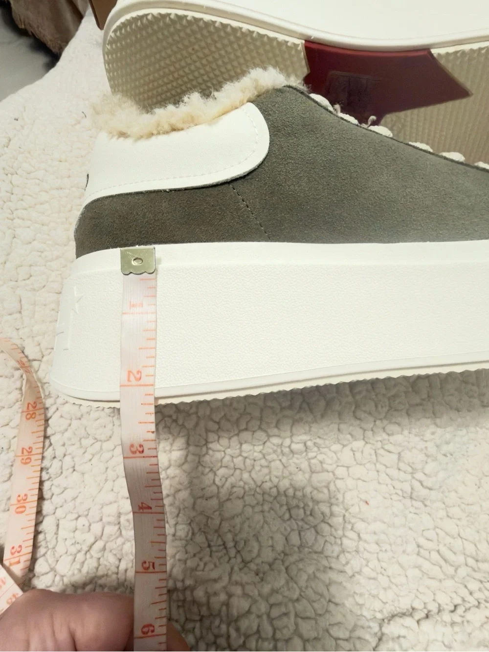 ASH Women's Moby-Be Kind Platform Sneaker- military/gardenia Fur lined size 10.5